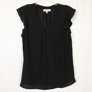 Philosophy | Black Ruffle Sleeve Top